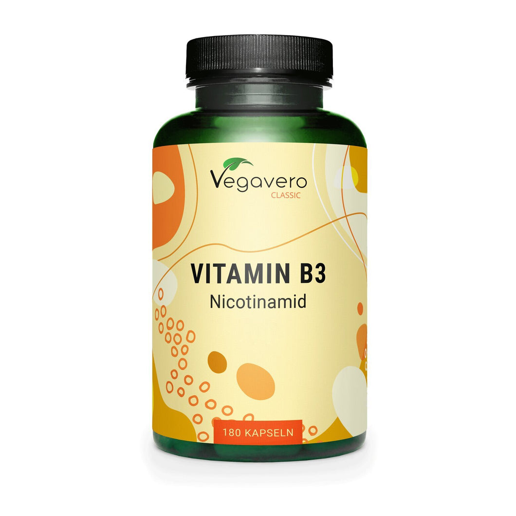B3 Vitamin, Nicotinamid 500 mg vegansk, 180 kapsler