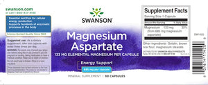 Magnesium Aspartate, elementær - 133 mg (fra 685 mg Magnesium Aspartate) - 90 kapsler fra Swanson