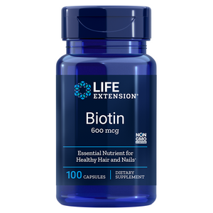 Biotin (vitamin B7) til hår og negle, 600 mcg 100 capsules